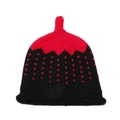 Bonnet tricoté pour enfant avec motif cœur rouge et pointe rouge originale au sommet - M (52-54cm) / Noir