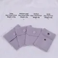 Purple velvet jewelry pouch set with snap buttons in four sizes on lace background - Snap Velvet Jewelry Pouch / 9.5*9.5cm / Light Gray