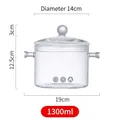 Olla de vidrio resistente al calor de 1300ml con dos asas y tapa, diámetro de 14cm - 1300ML / Asas laterales