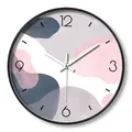 12-inch silent wall clock with black frame and pastel Morandi watercolor art dial - 009H Morandi Color Block-Black Frame