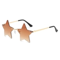 Star-shaped rimless sunglasses with gold metal frame and brown gradient lenses - Gold Frame Gradient Tea Lens