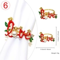 Detail view of red enamel Love napkin ring with gold floral accents and dimensions - LOVE Letter Pearl