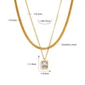 Doppellagige goldene Edelstahlkette mit flacher Schlangenkette und Zirkonia-Anhänger - Gold