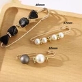 Three sizes of pearl and bead safety pins in gold alloy finish for waist adjustment - No. 20 Black Stone Pin 3-Piece Set