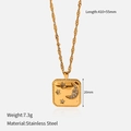 Detail of 18K gold-plated stainless steel necklace with moon and star zircon pendant - Square Moon Star
