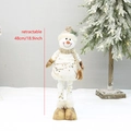 Pupazzo di neve natalizio retrattile in peluche bianco con decori dorati alto 48cm - Stile Cappello Rotondo (YH21101)