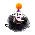 Sombrero de fiesta de Halloween para mascotas con tela láser y diseño de fantasma - Fantasma Blanco
