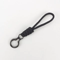 Portachiavi in paracord nera intrecciata con robusto moschettone in metallo da polso - Stile Corto / Nero