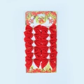 Detail of 12 red velvet Christmas bows with gold ties for tree and wreath decoration - Red