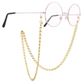 Rose gold round metal glasses with a golden twisted chain and silicone anti-slip loops - Gold Color (KSC116-Z)