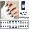 Elegante grijze gradiënt kunstnagels in ovale vorm, set van 24 stuks, model A721 - A721 Grijs Zwart Gradiënt (Lijmtype)(A721)
