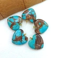 Lot de cinq pendentifs en turquoise bleue en forme de cœur avec anneaux dorés pour bijoux - Turquoise Cuivre Doré