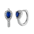 Elegant silver S925 earrings featuring blue pear-cut zircon and white pavé stones - Lze16-p