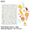DIY silicone mold for waffles and chocolates with detailed dessert shapes for fondant and clay - Grey B419