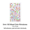 Self-adhesive 5mm multicolor acrylic rhinestone stickers with 160 pieces for kids DIY crafts - 160 Pcs 5mm Colorful Rhinestones
