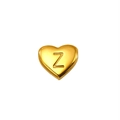 Polished gold heart charm bead with engraved letter Z for personalized DIY jewelry - Letter Z Style (S-P143-Z)