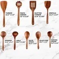 8-piece set of acacia wood kitchen utensils with clear grain and hanging holes - Mangium Wood 9-Piece Set / Approx. 660g