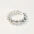 Anello regolabile in argento sterling 925 minimalista con design increspato - Anello Aperto a Spina Dorsale / Argento