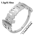 Adjustable silver stainless steel Gemini zodiac ring with hollow letter design - Aquarius / Silver