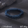 Bracciale a catena bizantina in acciaio inossidabile blu con chiusura rettangolare - Blu (KB169949-KFC)
