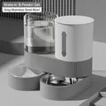 Integriertes graues Futter- und Wasserspender-Set für Haustiere mit Edelstahlnapf - Set / Grau