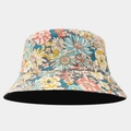 Detail of floral daisy print bucket hat showing colorful pattern and breathable cotton fabric - Colorful Small Daisy Floral Style (Color No. 7)