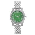 Luxury women's watch featuring a green dial and silver-tone diamond-encrusted bracelet - Green Dial Silver Case
