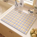 Saugfähige Küchenmatte mit lila-gelbem Karomuster für den Schutz der Arbeitsplatte - 30*40cm Diatomeenerde / Blau-Gelb Frisch