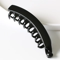 Glossy black banana hair clip in vertical minimalist resin style for ponytails - Bright Black