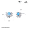 Detailed size specifications for S925 sterling silver opal sunburst stud earrings - 925 Silver / 925 Silver White Gold Plated - Blue