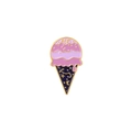 Broche en émail cornet de glace rose et violet avec des motifs étoiles dorées - Style de Crème Glacée à Trois Boules (XZ4117)
