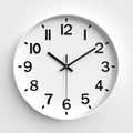 Minimalistische 12-Zoll Wanduhr mit weißem Zifferblatt und kräftigen schwarzen Ziffern - Weißes Zifferblatt Weißer Rahmen