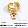 Golden double layer stainless steel ring featuring a white and red reindeer charm - Reindeer Style (JZ21330)