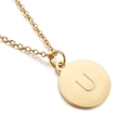 Collier minimaliste en acier inoxydable doré avec pendentif circulaire gravé lettre U - Lettre U