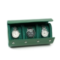 Three-slot green PU leather watch storage roll with soft suede lining and silver snaps - 3 Slots Smooth Cyan Blue