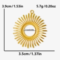 Schema dimensionale dettagliato del ciondolo sole in acciaio inox 304 dorato con misure - Grande / Oro