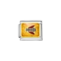 Italian modular charm link in silver with a gold glitter bee pattern for DIY bracelets - Bee Style (Y153)