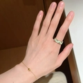 Elegant S925 silver ring with light green enamel and butterfly pattern on female hand - Light Green Enamel Butterfly