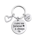 Edelstahl-Schlüsselanhänger in Silber mit I Love You Gravur und Herzanhänger - I LOVE YOU forever & always (XYY029) Silber