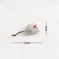 Gray plush mouse cat toy with pink ears and rope tail, dimensions 12cm by 3cm - No. 8 Catnip Mouse