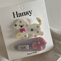 Lot de barrettes pour filles avec caniche blanc et nœud violet et broderie d'amour - Pince Canard Mignonne Chien Étoile
