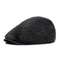 Berretto in denim lavato grigio scuro con cuciture a contrasto stile vintage - M(56-58cm) / Nero