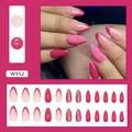 Dunkelrosa und nude Mandelförmige Kunstnägel mit French-Tips und Glitzer-Design - Dunkles Rosaviolettrot (Kleber-Stil)