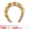 Metallic gold bubble texture padded headband with cloud sponge design and 4cm thickness - Leather Bubble Headband (1#) / Gold