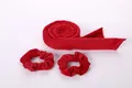 Heatless hair curler set in vibrant red fabric including headband and two scrunchies - Red Large Scrunchies Set