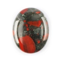 Polished oval worry stone in black and red jasper finish with smooth texture - African Blood Stone / 45*35*8mm