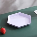 Light purple hexagonal fruit plate with subtle speckled texture and raised edges - Purple-Hexagon Dish