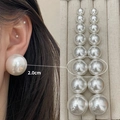 Oversized white pearl stud earrings with 20mm diameter in a vintage minimalist design - 3875-2.0cm Pearl Stud