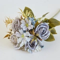 Vintage Morandi artificial rose bouquet with 6 stems for elegant home table decoration - Blue