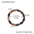 Böhmisches Armband aus braunem Naturachat mit zylindrischen Perlen und Texturen, 19,51 g - Braun